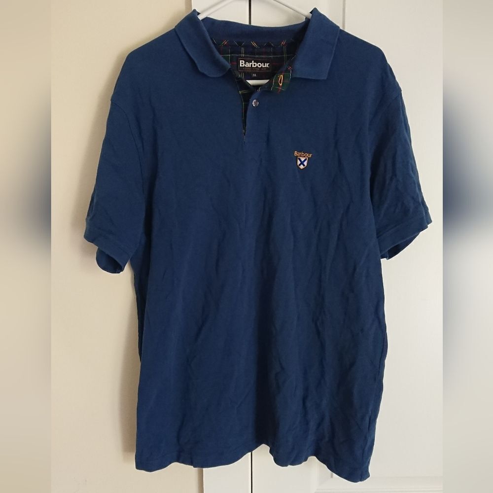 Barbour Tartan Polo shirt Pique in blue size XXL